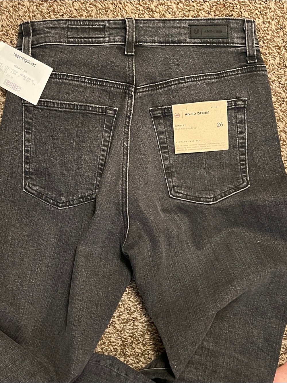 Ag Adriano Goldschmied Straight-Leg High-Rise Pop Crop Black Wash Jeans - Picture 4 of 5